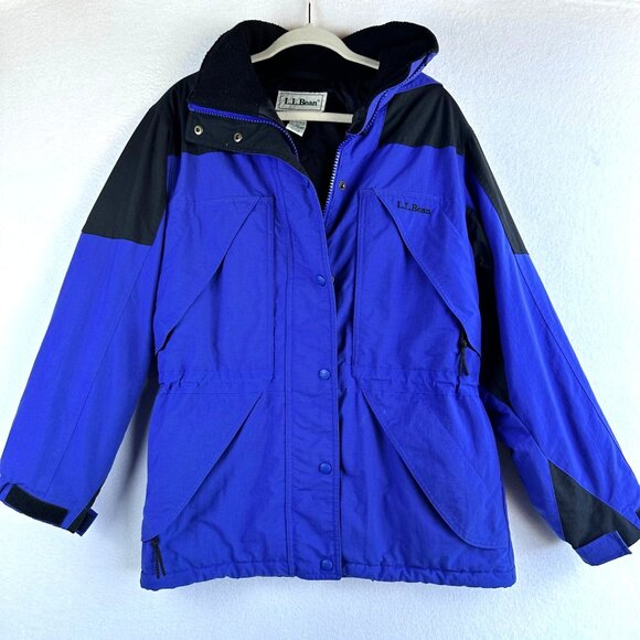 L.L. Bean Jackets & Blazers - LL Bean Jacket Womens Size Small Petite Blue Winter Windbreaker Coat Zip Hooded